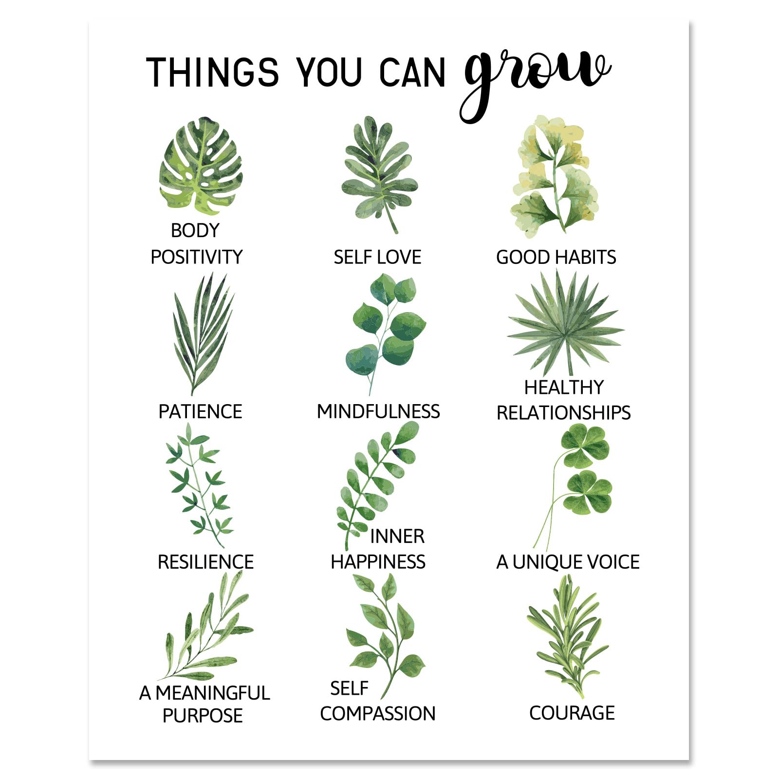 arricraft 1 Pc Mental Health Wall Posters, Self Growth Plant Print House Decor Therapy Counseling Office Decor Rectangle Self Development Poster for Art Counselor Office