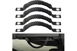 Sidaqi 4 x Paracord Grab Handles Compatible with Wrangler JK JKU JL JLU JT Accessories Universal Roll Bar Grab Handles Replacement for Wrangler Grip Handle (Black)