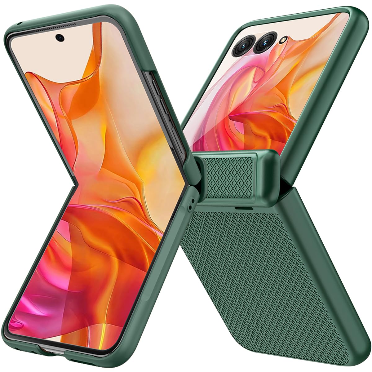 Photo 1 of Miimall for Motorola Razr Plus 2024 Case, Moto Razr 50 Ultra Case with Hinge Protection, Thin Hard PC Anti-Slip Light-Weight Shock-Proof Full Body Cover Phone Case, Green
