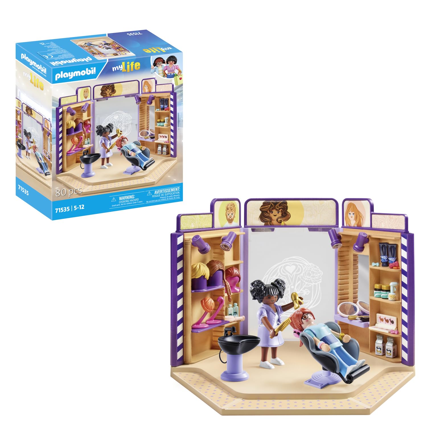 Playmobil 71535 myLife: Hair Salon, trendy hairstyles and wigs for customers, with extensive accessories for experimentation, creative play sets suitable for children ages 5+