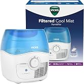 Vicks Filtered Cool Mist Humidifier, Medium Room, 1.1 Gal. Tank, Blue/White | Medium Room Size, Humidifier for Baby and Kids Rooms, Bedrooms and More, Works with Vicks VapoPads