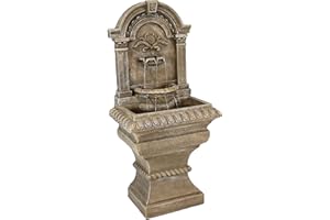 Sunnydaze 51-Inch H Ornate Lavello Outdoor Water Fountain - Standing Wall Water Fountain for The Patio, Garden, or Backyard