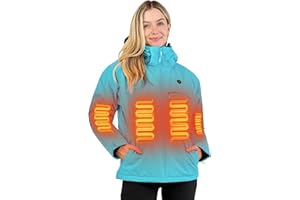 ANTARCTICA GEAR Heated Jacket, Ski Jacket Coat, With 12V/16000mAh Battery Pack, 5 Areas Heating Thicken Women Winter Coat