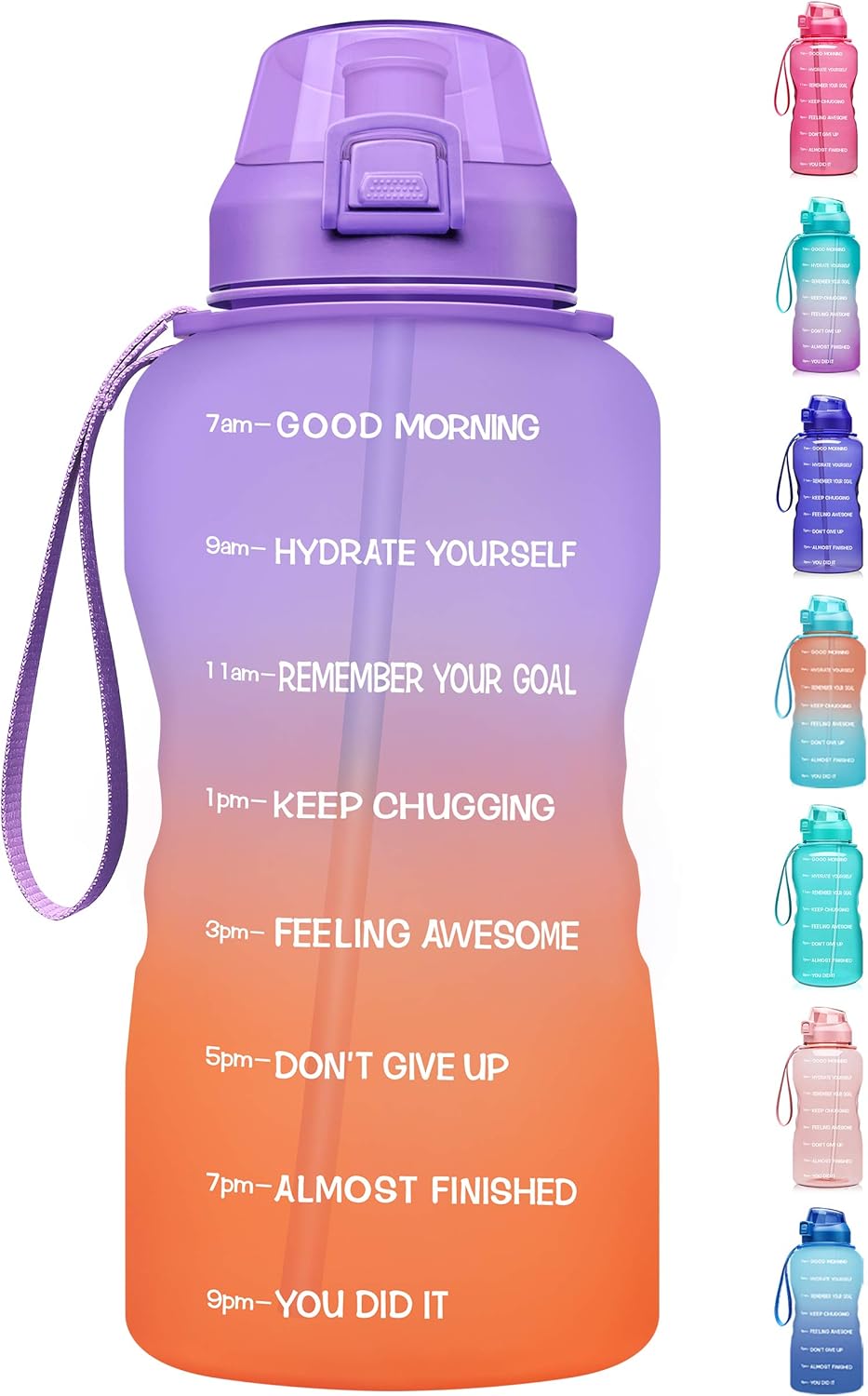 Fidus Large 1 Gallon/128oz Motivational Water Bottle with Time Marker & Straw, Leakproof Tritan BPA Free Water Jug, Ensure You Drink Enough Water Daily for Fitness, Gym and Outdoor Sports : Sports & Outdoors