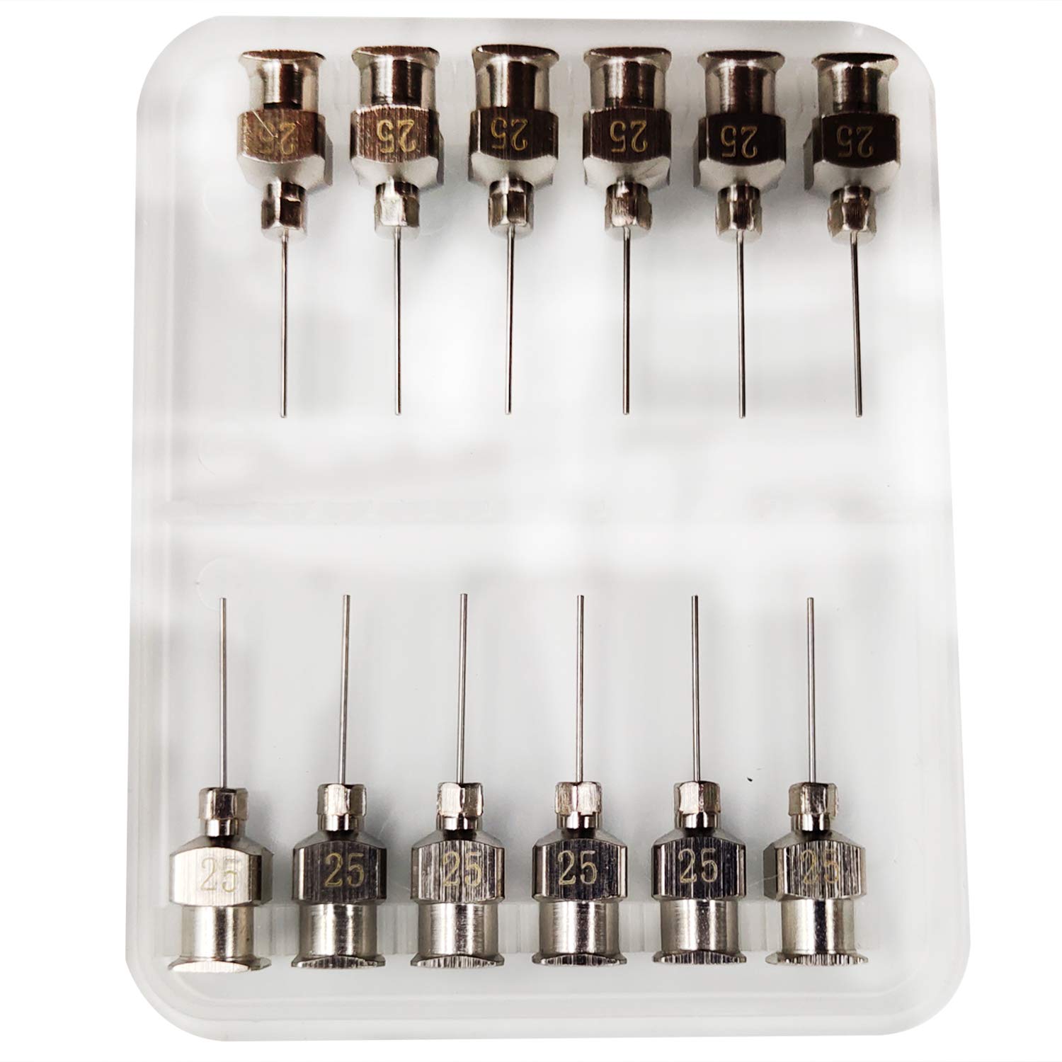 NW 1776 12 Pack 1/2 Inch Long Dispensing and Dispenser Needle Luer Lock Blunt Full Metal Stainless Steel High Quality (25G)