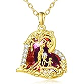 JIYVY32 14K Gold ValentinesTree Of Life Necklace Gifts for Women,Mother and 2 Pendant Stone Family Tree Necklaces,Valentines Anniversary Birthday Gifts for Her Wife Mom Grandma Daughter