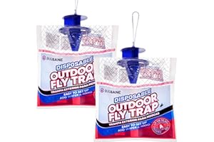 BUGBANE Fly Traps Outdoor Fly Traps. 2 Natural Pre-Baited Fly Bags . Fly Trap Bag Fly Catchers Outdoors. Stable Horse Ranch Fly Trap. Disposable Fly Traps Outdoor Hanging Fly Killer