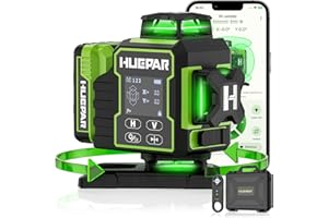 Huepar W04CG Laser Level 360 Self Leveling, New Version 4x360° Bluetooth Laser Level with Electric Rotating Base ＆ Large LCD 