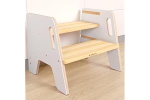 Wingyz Toddler Step Stool with Handles, Wooden Step stools for Kids, Durable 3-Level Height Adjustable Stepstool for Bathroom Sink, Kitchen, Bedroom,Potty Training