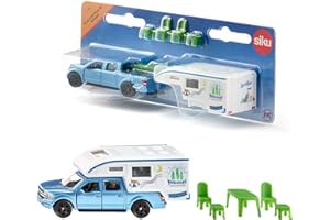 Siku 1693, Ford F150 Pick-Up Camper, Metal/Plastic, Blue/White, Chairs, Stool and Table, Extendable Awning