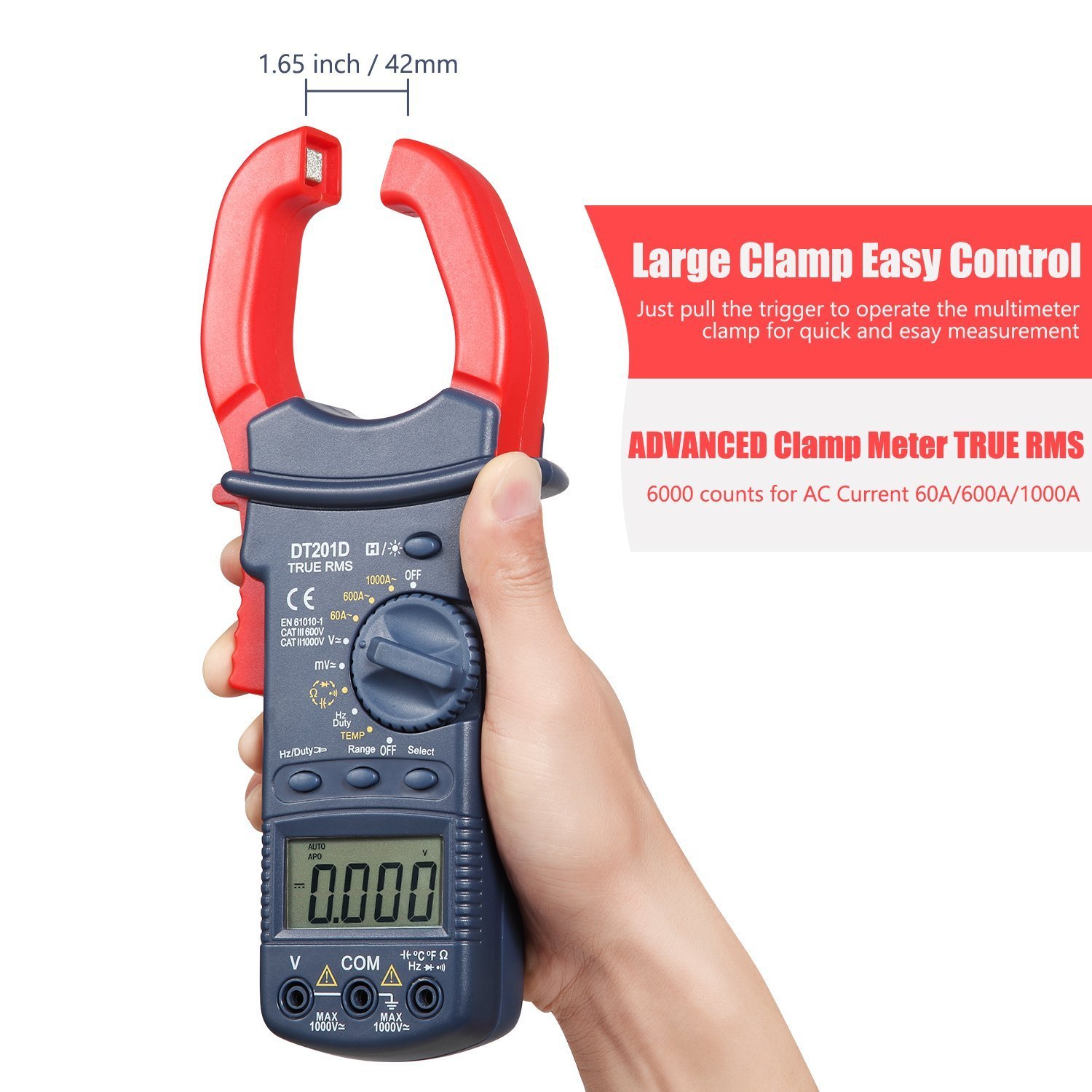 AstroAI Digital Clamp Meter, TRMS 6000 Counts Multimeter Volt Meter with Manual and Auto Ranging
