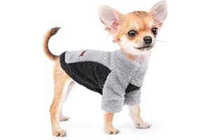 KOSIYI Small Dog Sweater Fleece Turtleneck Dog Clothes with Leash Hole, Winter Dog Clothes for Small Dogs Girl Boy Pet Pullover Coat, Cat Apparel Puppy Clothing, XXS, Gray