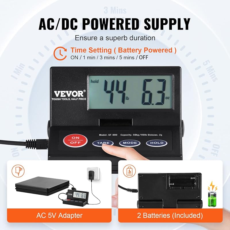 Balance Postale Numérique 50 kg, Pèse-Colis de Précision 2 g Portable