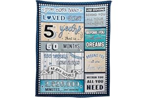 YISUMEI 5 Year Old Boy Birthday Gift, Super Soft and Warm Happy Birthday Blanket, Digital Heartwarming Sentences Creative Design Ideal Gifts for 5th, 50"x60"