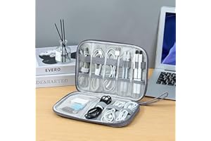 Travel Cable Organizer Bag, Electronics Organizer Tech Pouch with Double Layers for Cords, Chargers, Phone, Earphones, USB - 