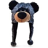 Puzzled Brown Moose Plush Hat - Super Soft Warm Hat With Ear Flaps, Cozy Fleece Winter Hat For Kids & Teens - One Size