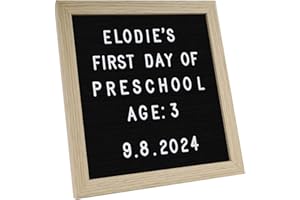 C CRYSTAL LEMON Felt Letter Board 10 x 10 in (25 x 25 cm) – Black Message Board with Wooden Frame, Wall Mount & Display Stand