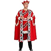 Adult King of Hearts Costume with Tunic, Robe & Foam Crown, Trimmed with Gold Piping
