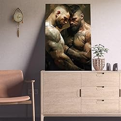 HMLZSJ Nude Muscle Male Torso Portrait Art Gay
