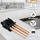 Sinnsally Silicone Cooking Utensil Rest with Drip Pad - Black Spoon Holder view 5