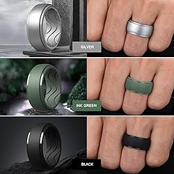 Egnaro Men's Silicone Rings 10mm Wide 2.5mm