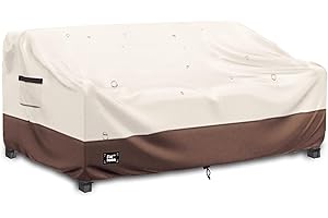Finiboko 3-Seater Outdoor Couch Cover,85" Wx38 Dx35 H Patio Sofa Cover,100% Waterproof Heavy Duty Patio Furniture Covers,Beige&Brown