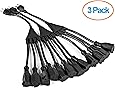 ClearMax 3 Prong 1-to-4 Power Cord Splitter Cable - Power Extension Cord - Cable Strip Outlet Saver - 16AWG - UL Approved - 18" Inches (3 Pack | Black)