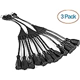 ClearMax 3 Prong 1-to-4 Power Cord Splitter Cable - Power Extension Cord - Cable Strip Outlet Saver - 16AWG - UL Approved - 18" Inches (3 Pack | Black)