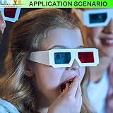 LRMYS 3D Paper Glasses Red Cyan Anaglyph White Frame 10 Pairs view 7