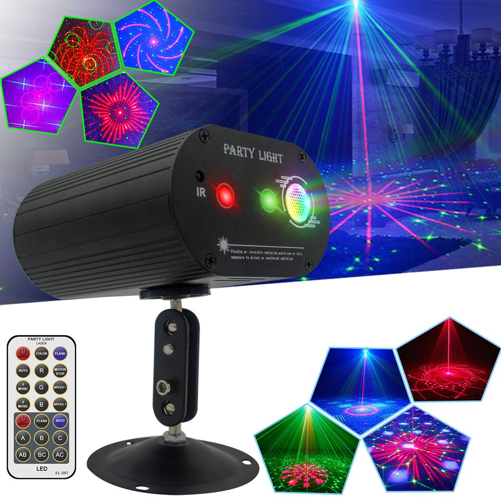 Party Lights DJ Disco Lights, Party Stage Lights Sound Activated RGB Lights Projector with Remote Control Stage Strobe Lights for Party Birthday Wedding Karaoke KTV Bar Christmas Halloween Decorations