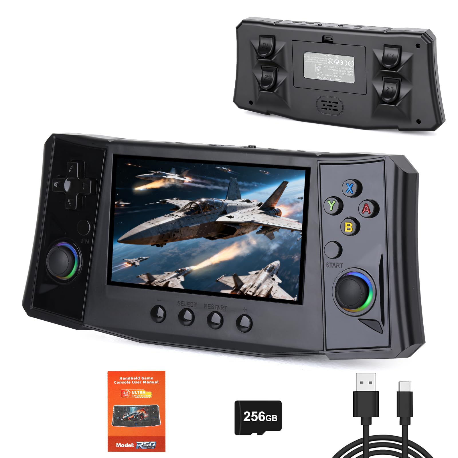 Photo 1 of 2025 Upgraded Handheld Game Console, 4.5 Inch IPS Screen, 50000 Preloaded Games, 256GB Storage, 4000mAh Battery, Portable Retro Gaming Device (Black)