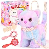 Tagitary Plush Toys Cat for Kids,Interactive Electronic Cat Toys That Can Move,Meow and Wag Tail,Stuffed Toys for Kids with Leash,Easter Christmas Birthday Gift for Toddlers