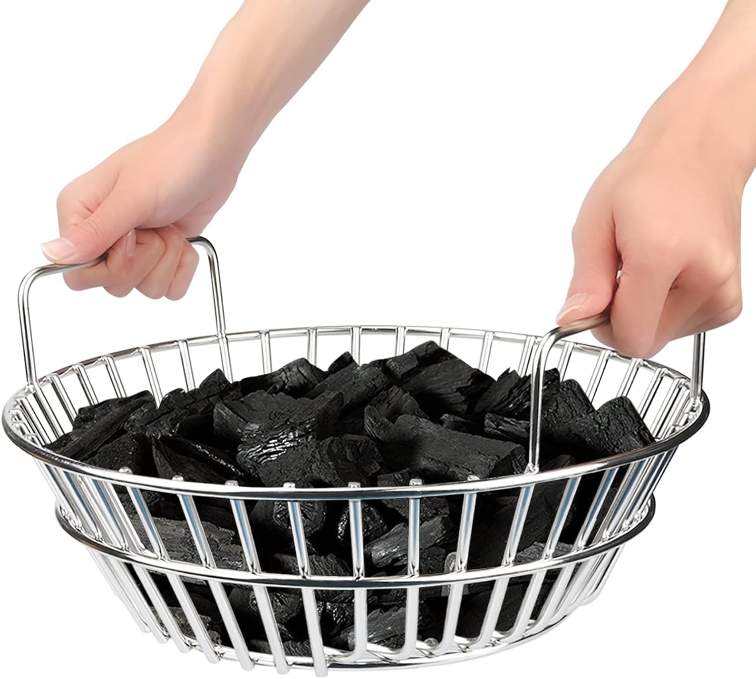 GLARETEX 14 Inches Stainless Steel Charcoal Ash Basket Grill Accessory for Big Green Egg Large