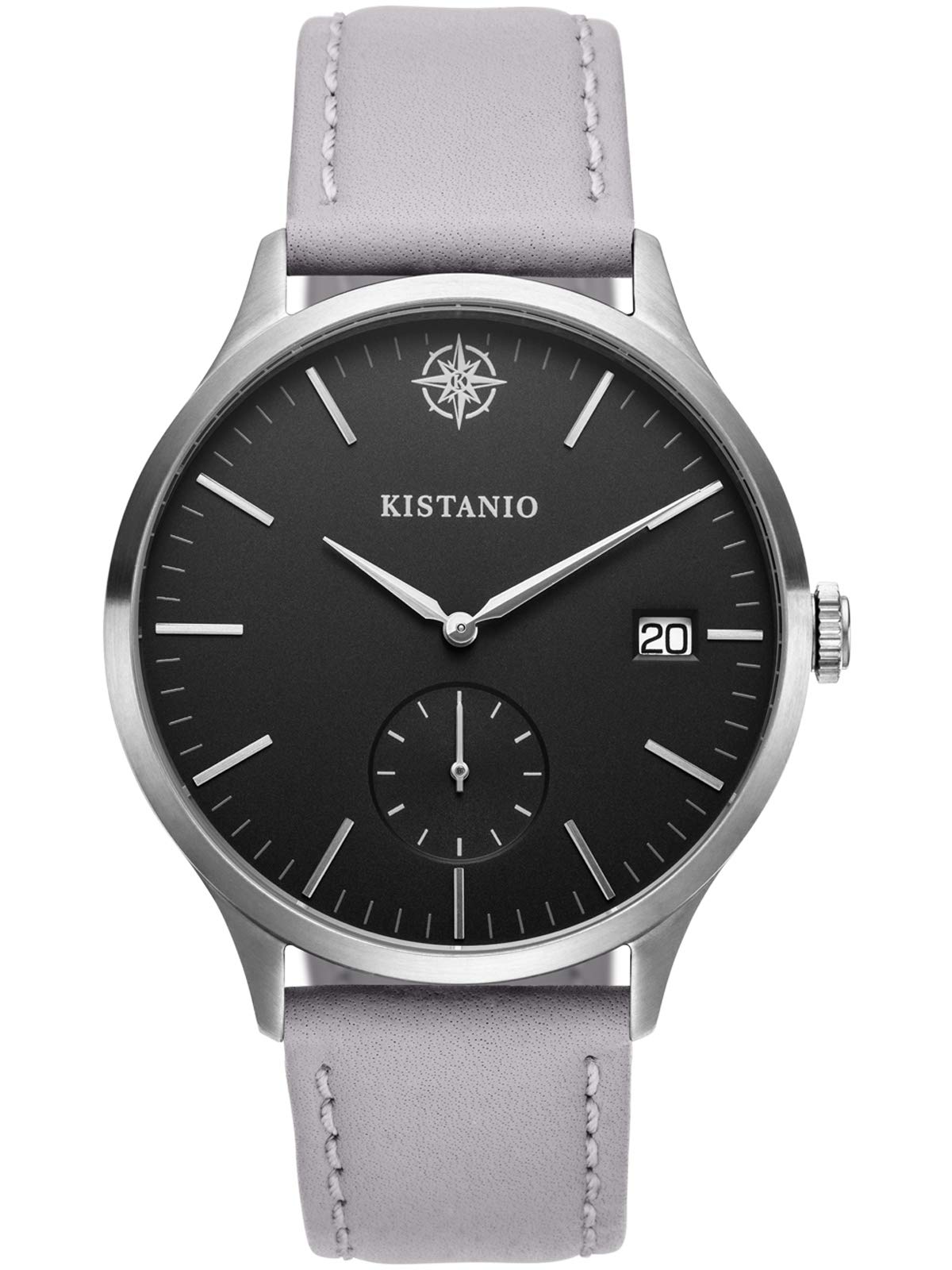 Kistanio KIS-STR-40-050 Men's Watch Stratolis Sapphire Glass Steel Black with Grey Leather Strap