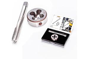KIJOEERICA M10 x 1.25mm Metric Tap and Die Set, M10 x 1.25mm High-Speed Steel Machine Round Tap Die Set, Right Hand Thread Tap and Round Thread Die Tool