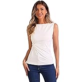 Allegra K Front Twist Knot Tops for Women's Casual Round Neck Sleeveless Top