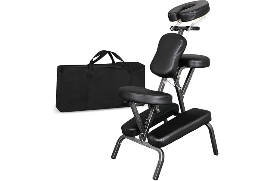 Nova Microdermabrasion Portable Massage Chair Foldable Tattoo Therapy Chair 4 Inches Thickness Sponge Face Cradle Spa Salon Massage Chair (Black)