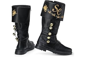 Halfchet Christmas Santa Claus Boots for Men Wide Cuffs Santa Combat Boots Xmas Costume Accessory