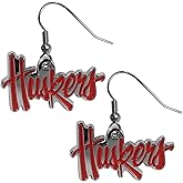 NCAA Siskiyou Sports Womens Nebraska Cornhuskers Chrome Dangle Earrings One Size Team Colors,white