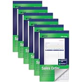 Better Office Products Sales Order Books, 6 Pack, 2-Part Carbonless (White/Canary Yellow), 4-1/8 x 7-3/16 inches, 50 Sets per Book, 300 Total Sets, 6 Books