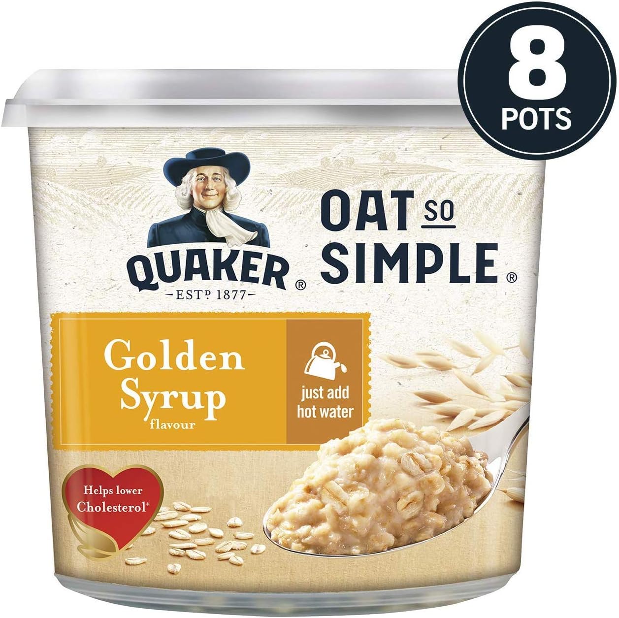 Oat Simple Quaker Porridge Pot (8 Pack) (Golden Syrup)