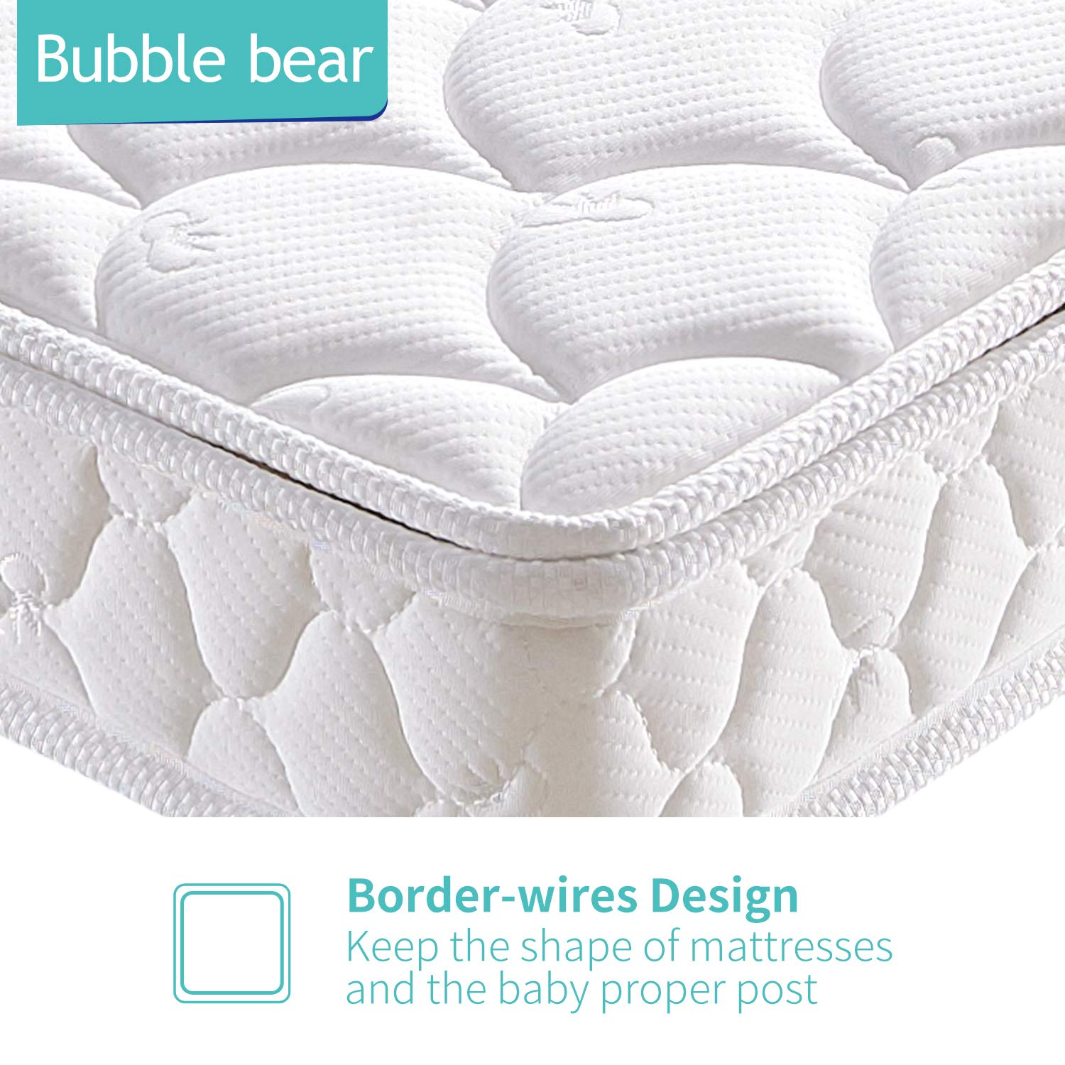 【2020 New Version】 Bubble bear Knitted Premium Foam Crib Mattress and Toddler Mattress with Removable Washable Protector Cover| Good Flexibility | Breathable|Feel Soft|Size:52X27.6X4.8(White) : Baby