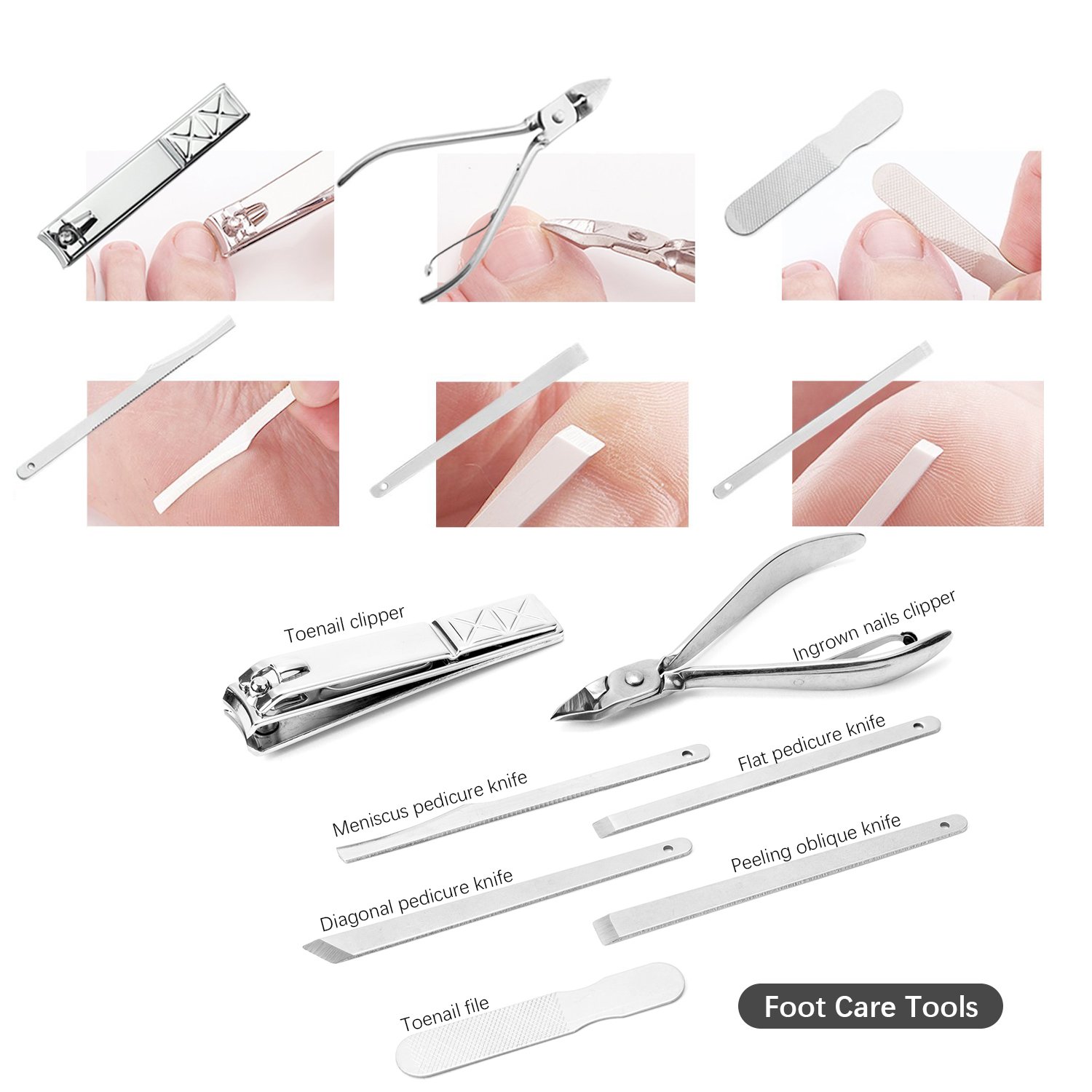 Manicure Pedicure Set, WLWQ 18 in 1 Stainless Steel Pedicure Kit Professional Nail Clippers Grooming Tools with Portable Leather Travel Case (Black)