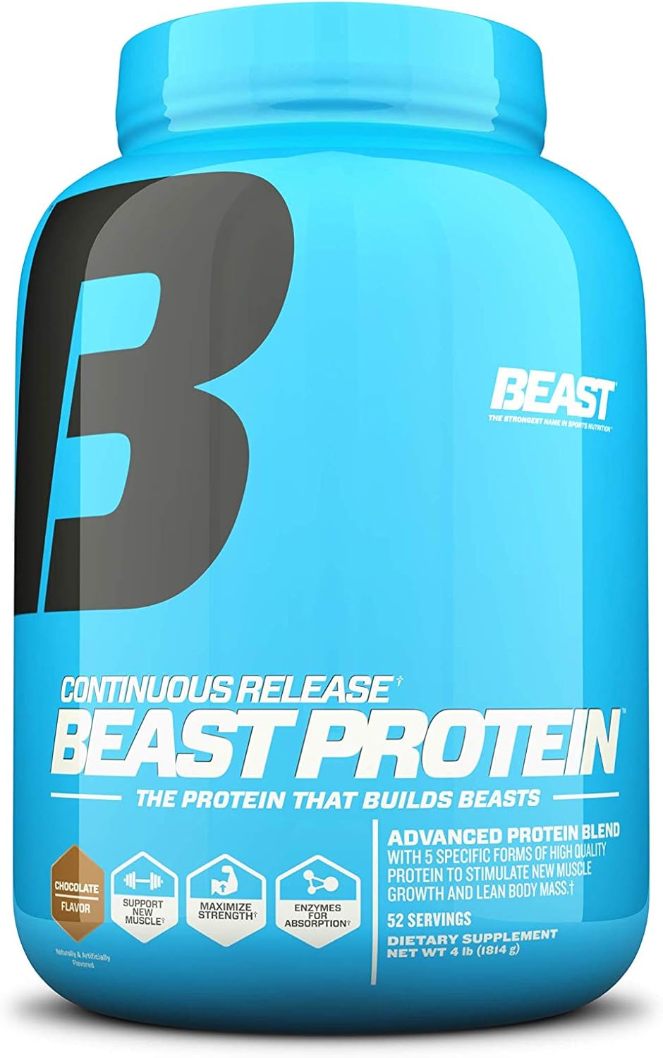 Beast Sports Nutrition Beast Protein 25 Grams of High-Quality Protein with 5 Protein Sources for Lean Muscle including Whey Concentrate and Isolate. Low Fat Low Carbs. 4lbs, 52 Servings, Chocolate: Health & Personal Care