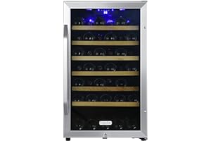 EdgeStar CWF440SZ 20 Inch Wide 44 Bottle Capacity Free Standing Wine Cooler with Reversible Door and LED Lighting