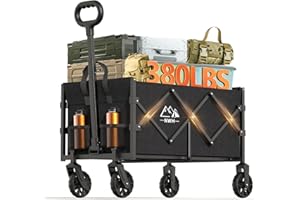 NWH Collapsible Wagon Cart with Wheels Foldable, Large Capacity Portable Folding Utility Heavy Duty Beach Wagons Cart with All-Terrain Wheels for Shopping, Camping, Sports, Garden