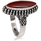 NOVICA Artisan Handmade Carnelian Ring Sterling Silver Red Single Stone Indonesia Birthstone [band Width 3 mm W Crownbezel 0.9 in L x 0.6 in W x 0.2 in H] ' Fire and Courage'