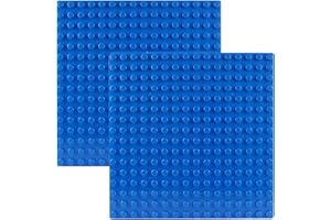 BOROLA Classic Large-Sized Bricks Baseplates 10" x 10", Multi-Color Building Brick Base Plate Compatible with Most Major Brands Perfect for Creative Play(2PCS,Blue)