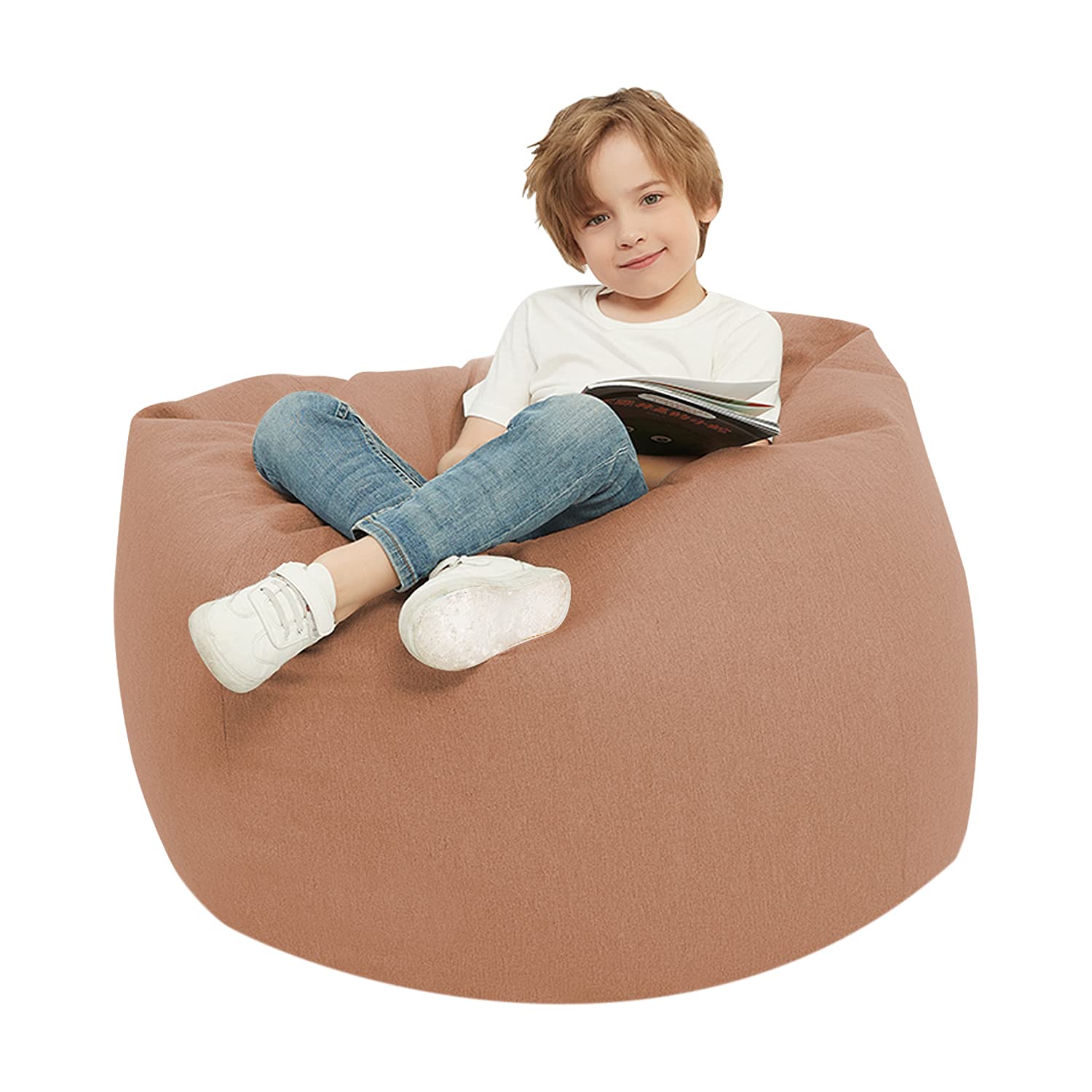 Langla-Shades Bean Bag Chair Cover, Indoor Outdoor Beanbag Seat Sofa without Filling, Light Brown, 90cm x 110cm