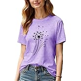 BYIPY Womens T Shirts Everything is Fine Dandelion Graphic Tees Short Sleeve Crewneck Summer Tops Trendy 2025